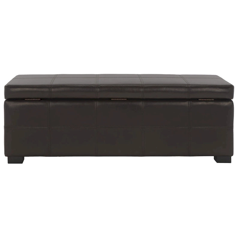 Banc de rangement en cuir bycast | Assise et rangement | Structure en bouleau | Marron, noir et crème