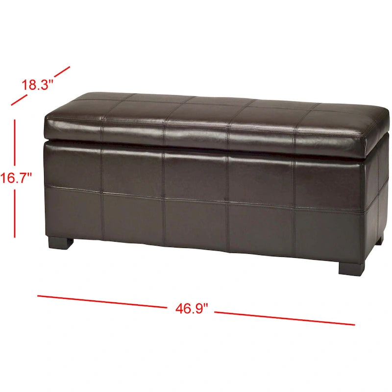 Banc de rangement en cuir bycast | Assise et rangement | Structure en bouleau | Marron, noir et crème