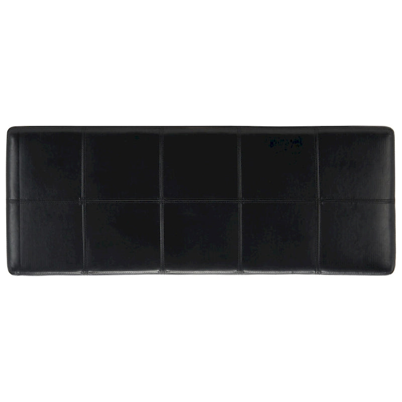 Banc de rangement en cuir bycast | Assise et rangement | Structure en bouleau | Marron, noir et crème