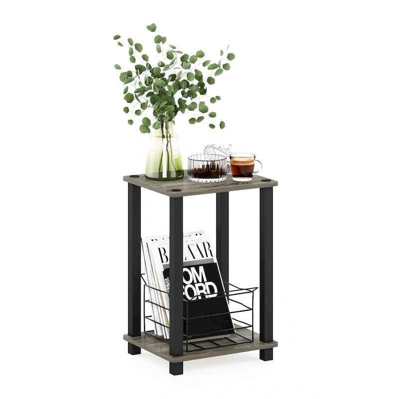 Table d'appoint minimaliste avec étagère de rangement | Montage en 5 minutes | Aucun outil requis | Salon et chambre à coucher