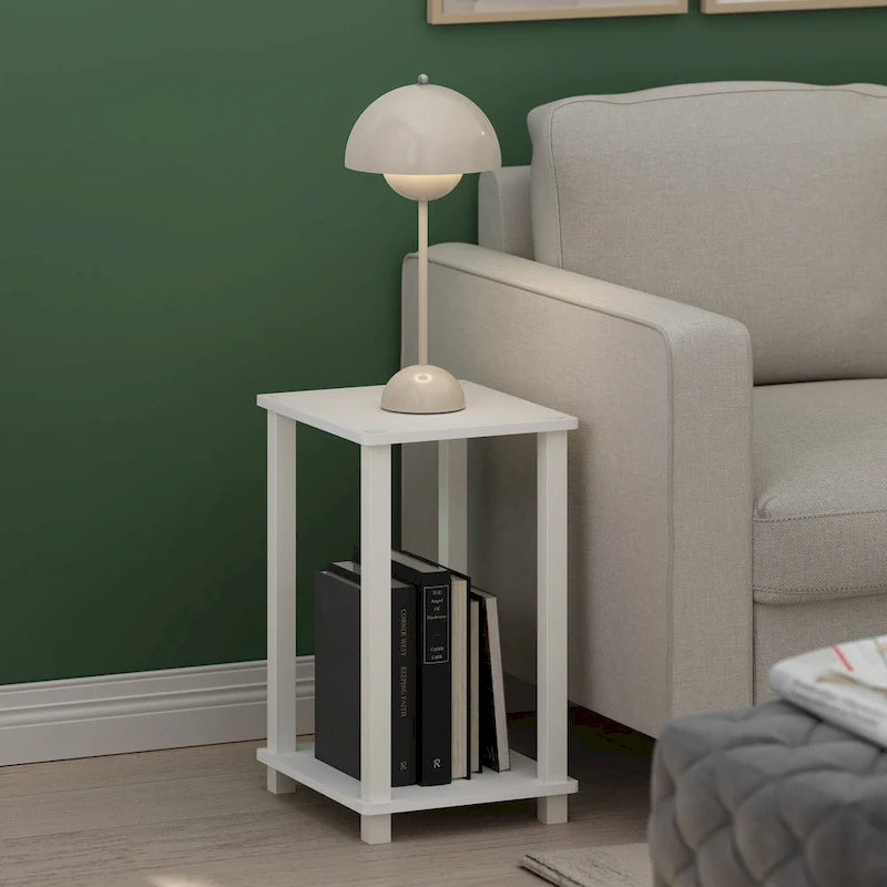 Table d'appoint minimaliste avec étagère de rangement | Montage en 5 minutes | Aucun outil requis | Salon et chambre à coucher