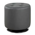 Pouf rond pivotant avec assise capitonnée en similicuir et base en métal