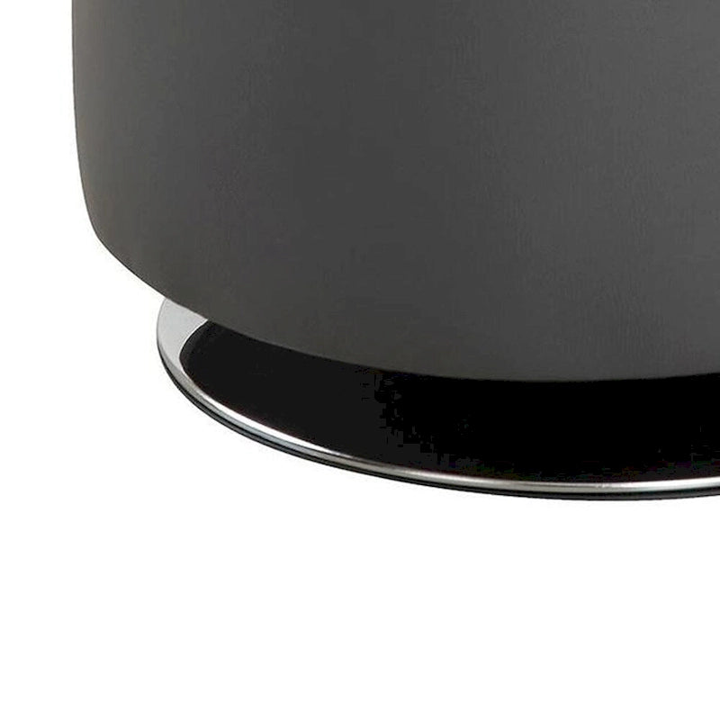 Pouf rond pivotant avec assise capitonnée en similicuir et base en métal