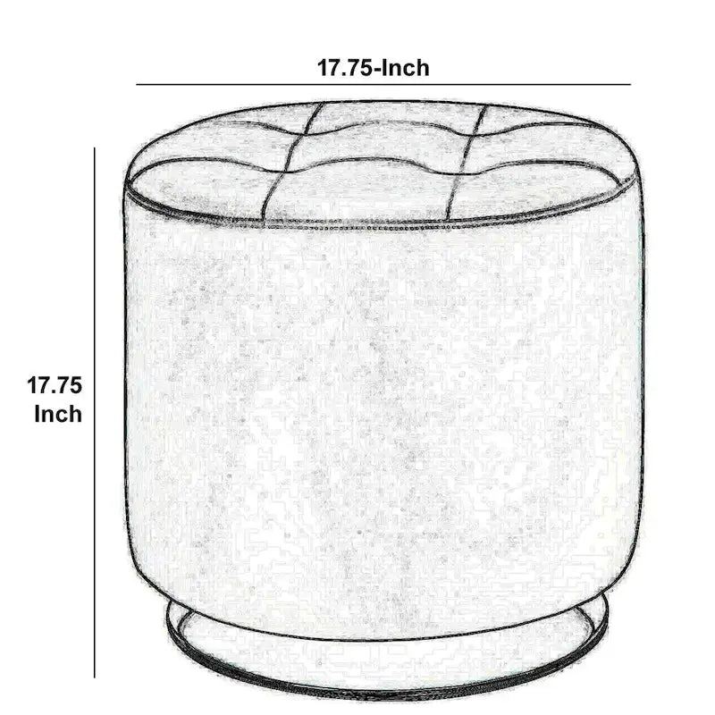 Pouf rond pivotant avec assise capitonnée en similicuir et base en métal