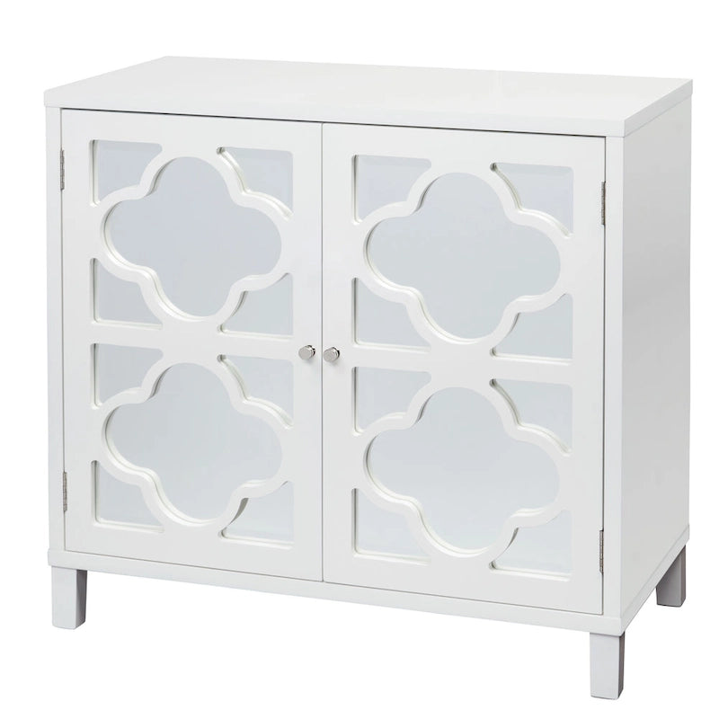 Meuble Double Porte Miroir | Cadre à Trèfle | Étagère Réglable | 3 Finitions | Salon et Chambre à Coucher