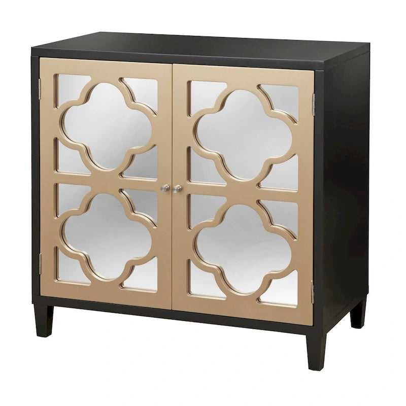 Meuble Double Porte Miroir | Cadre à Trèfle | Étagère Réglable | 3 Finitions | Salon et Chambre à Coucher