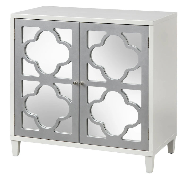 Meuble Double Porte Miroir | Cadre à Trèfle | Étagère Réglable | 3 Finitions | Salon et Chambre à Coucher