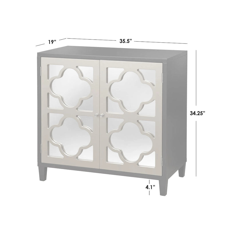 Meuble Double Porte Miroir | Cadre à Trèfle | Étagère Réglable | 3 Finitions | Salon et Chambre à Coucher