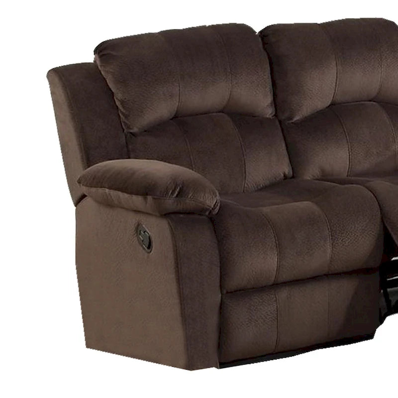 Causeuse inclinable en pin avec revêtement en daim marron chocolat et accoudoirs larges