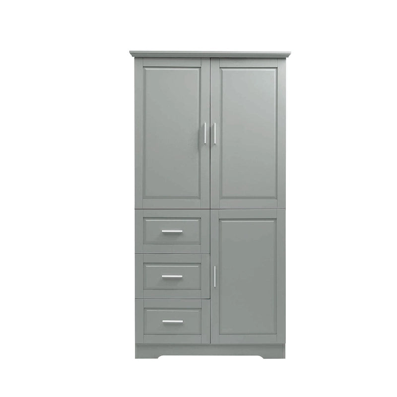 Meuble de rangement haut avec 3 tiroirs, étagère réglable et portes d'armoire