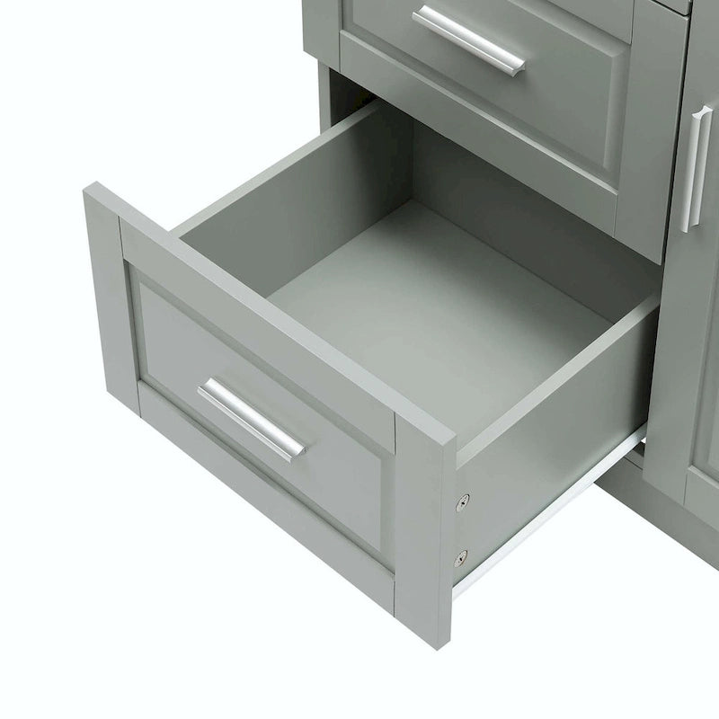 Meuble de rangement haut avec 3 tiroirs, étagère réglable et portes d'armoire