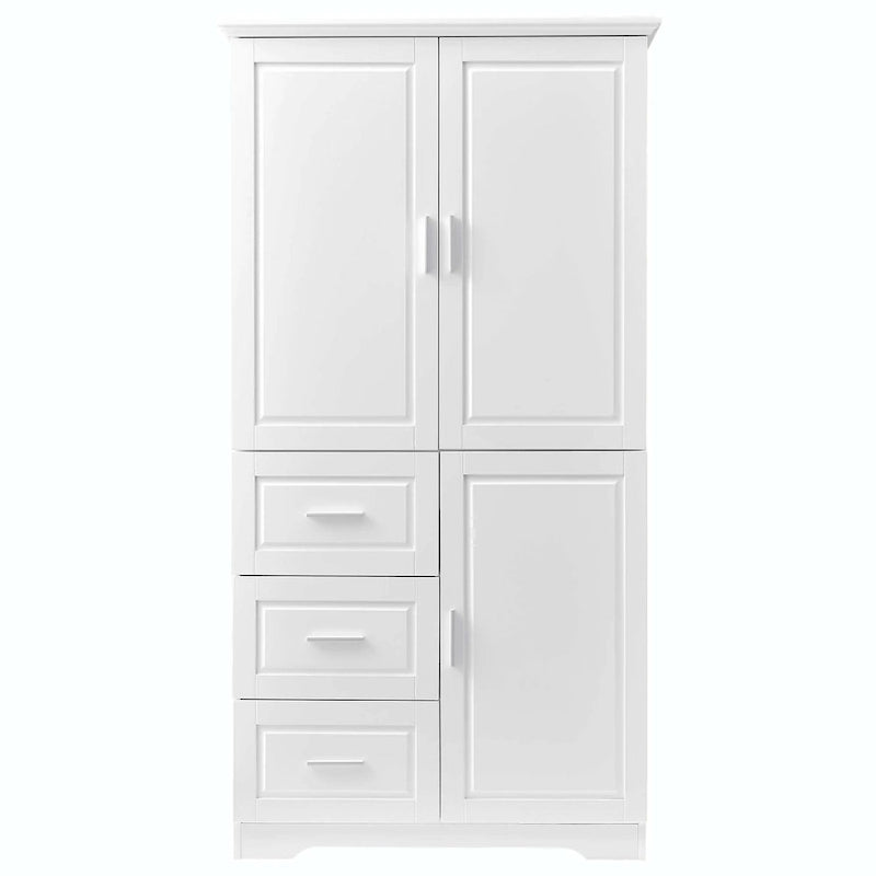 Meuble de rangement haut avec 3 tiroirs, étagère réglable et portes d'armoire