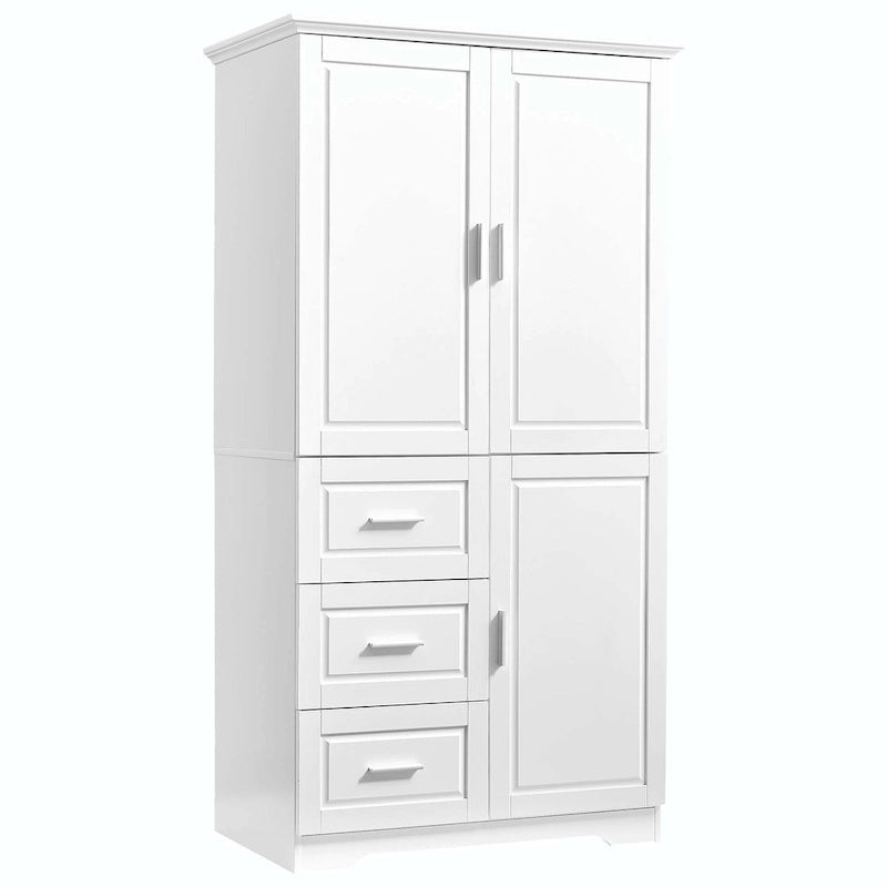 Meuble de rangement haut avec 3 tiroirs, étagère réglable et portes d'armoire