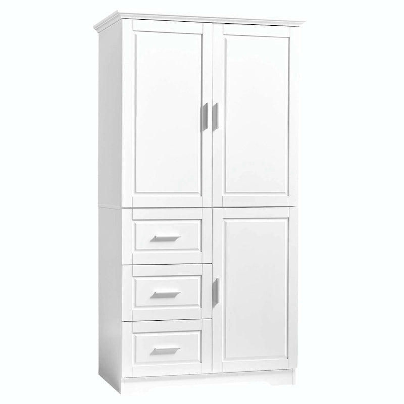 Meuble de rangement haut avec 3 tiroirs, étagère réglable et portes d'armoire