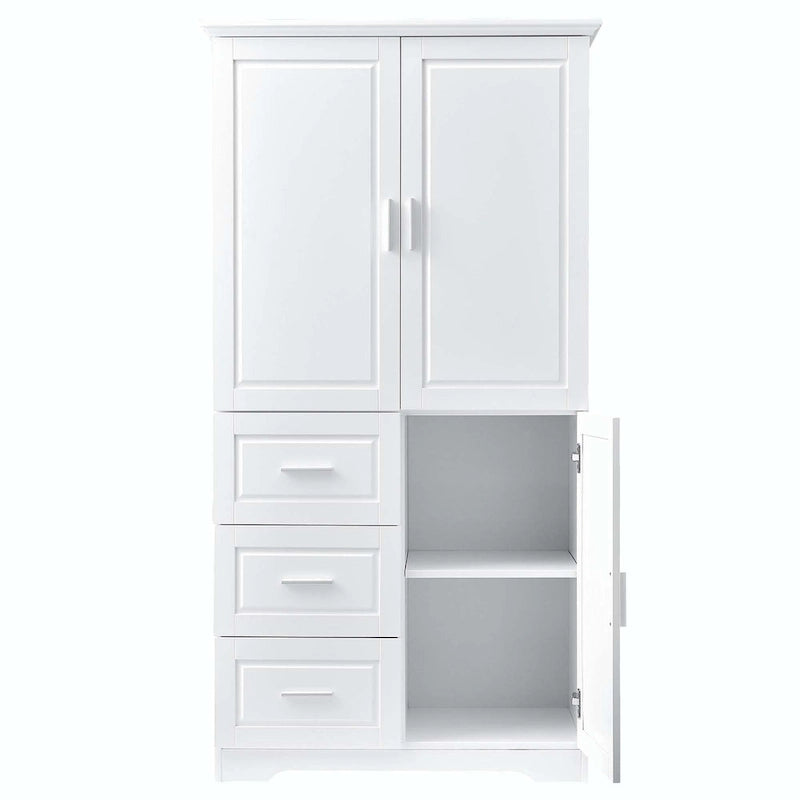 Meuble de rangement haut avec 3 tiroirs, étagère réglable et portes d'armoire