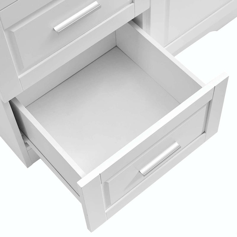 Meuble de rangement haut avec 3 tiroirs, étagère réglable et portes d'armoire