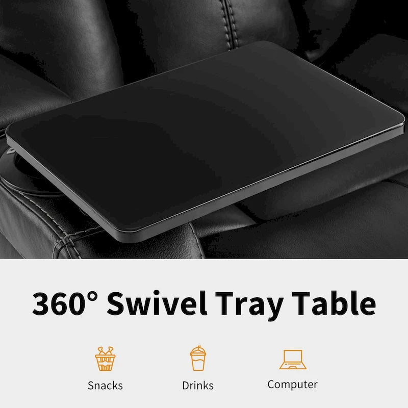 Fauteuil inclinable électrique avec appuie-tête réglable, éclairage LED et tablette pivotante