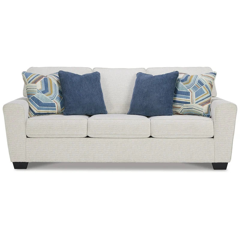 Canapé-lit Queen Size en tissu chiné avec matelas en mousse à mémoire de forme intégré
