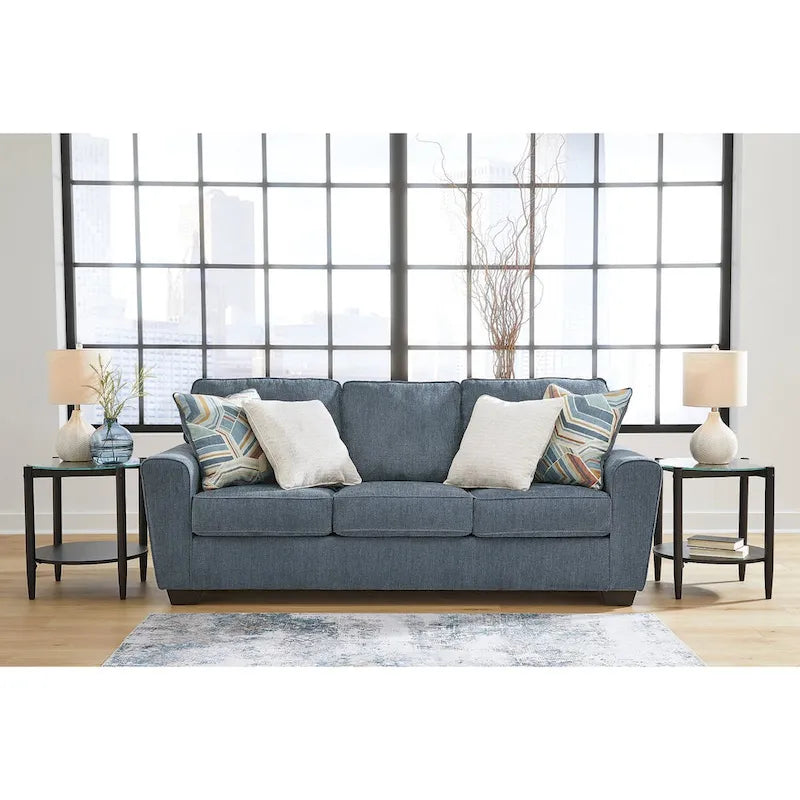 Canapé-lit Queen Size en tissu chiné avec matelas en mousse à mémoire de forme intégré