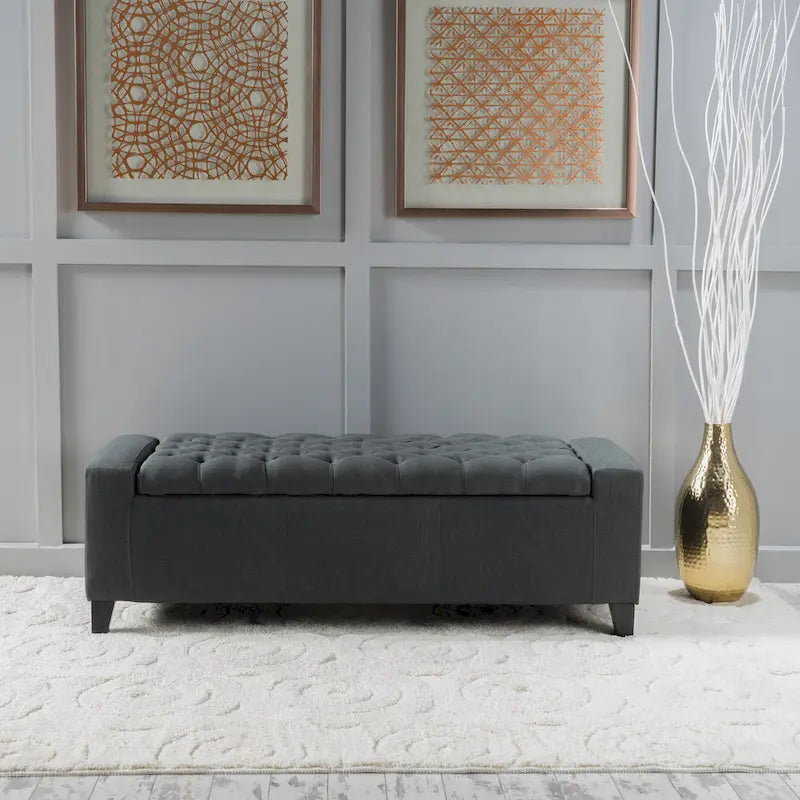 Banc de rangement capitonné