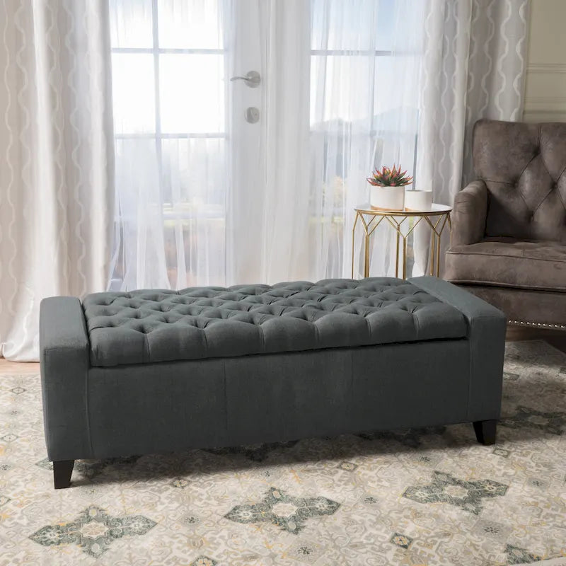 Banc de rangement capitonné