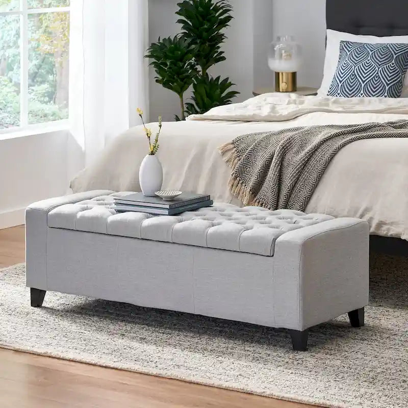 Banc de rangement capitonné