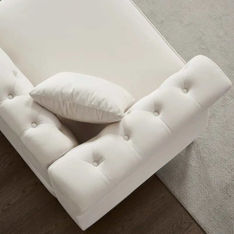 Causeuse Chesterfield en velours avec capitonnage, garniture cloutée et coussins à ressorts