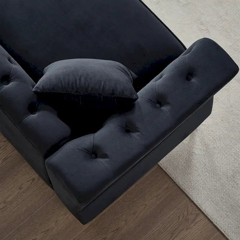 Causeuse Chesterfield en velours avec capitonnage, garniture cloutée et coussins à ressorts