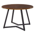 Table à manger ronde Mid-Century Modern avec base en croix en métal noir mat