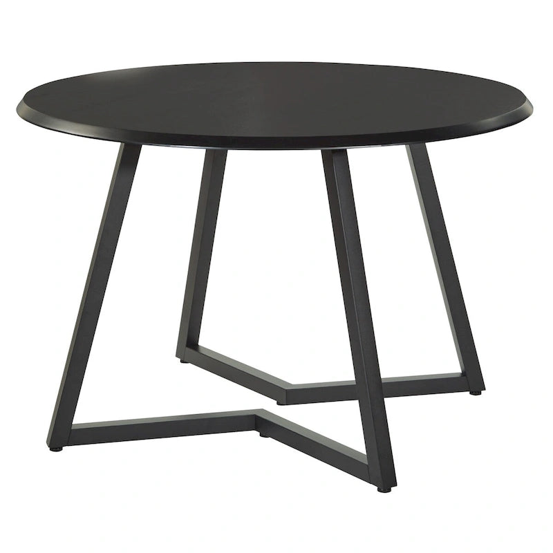 Table à manger ronde Mid-Century Modern avec base en croix en métal noir mat