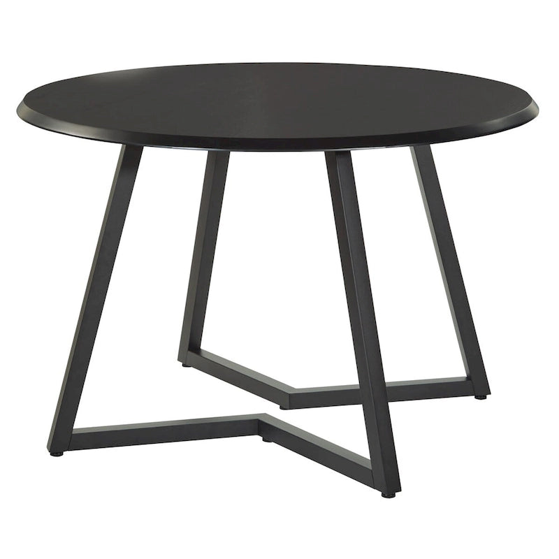 Table à manger ronde Mid-Century Modern avec base en croix en métal noir mat