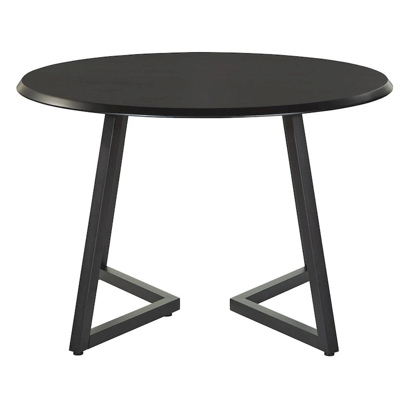 Table à manger ronde Mid-Century Modern avec base en croix en métal noir mat