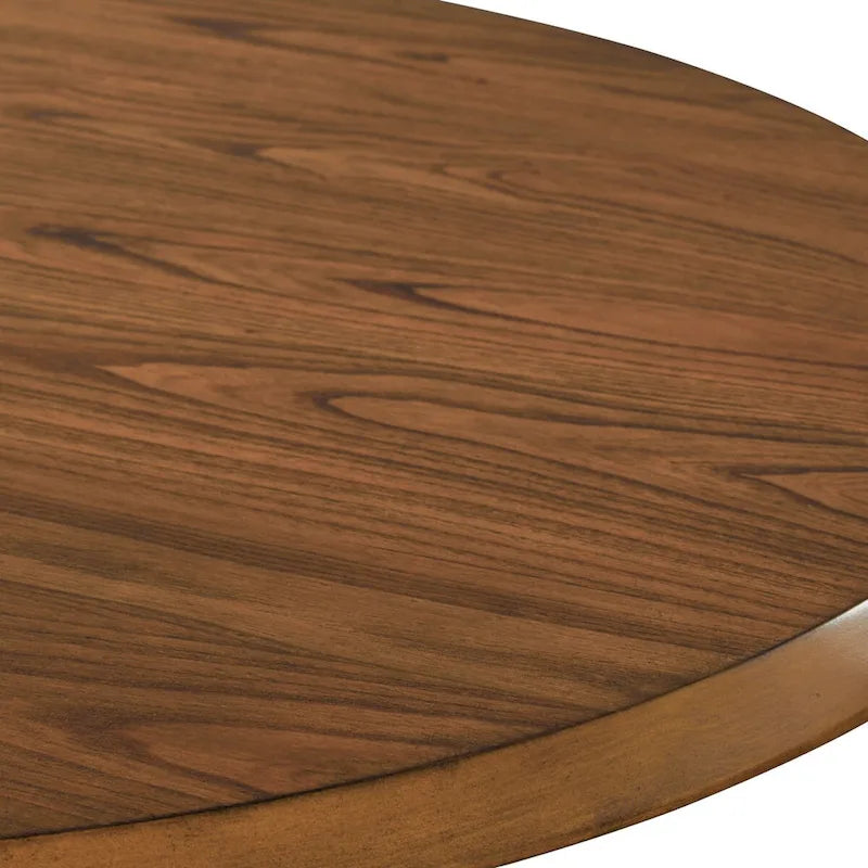 Table à manger ronde Mid-Century Modern avec base en croix en métal noir mat