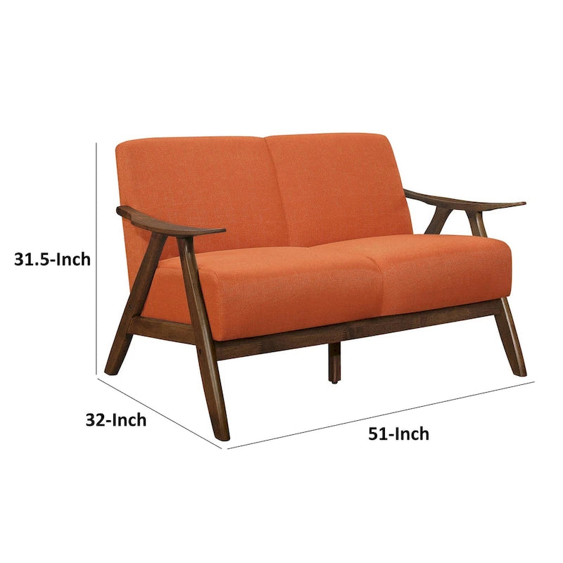 Causeuse de transition avec revêtement en polyester texturé et cadre en bois d'hévéa biseauté