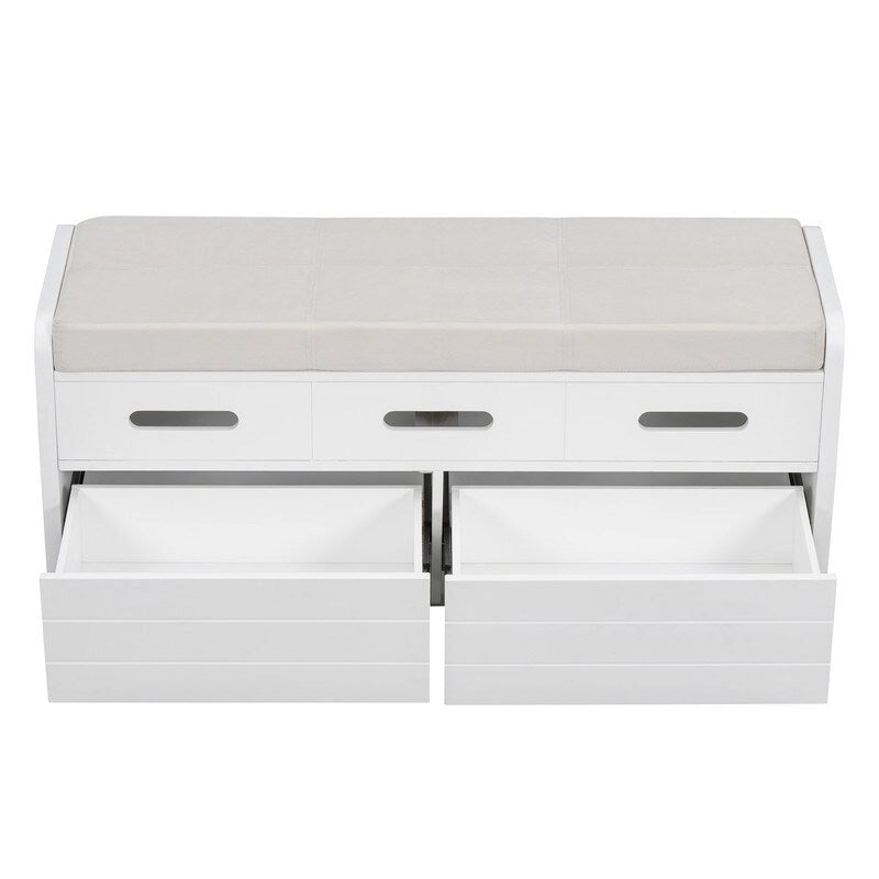 Banc de rangement rustique avec 2 tiroirs coulissants et coussin amovible