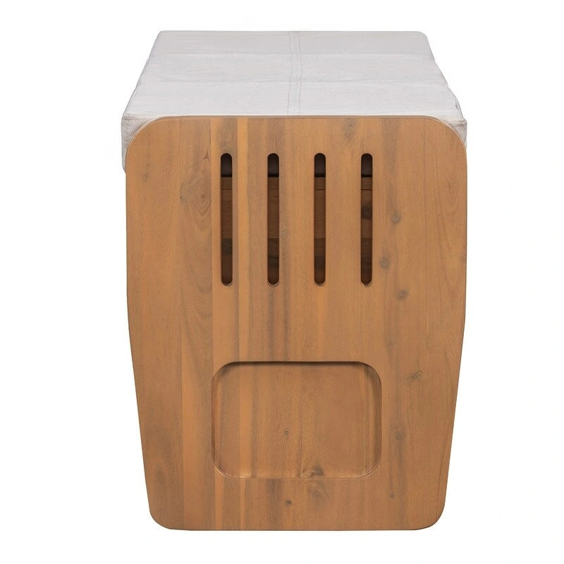 Banc de rangement rustique avec 2 tiroirs coulissants et coussin amovible