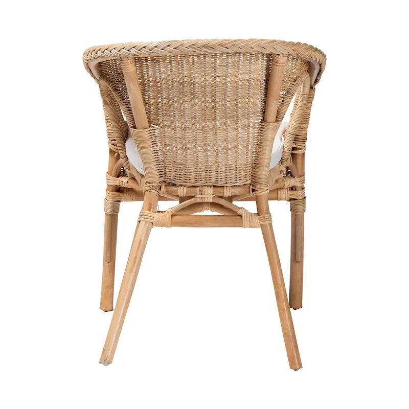 Chaise de salle à manger Bohème en rotin naturel avec coussin amovible