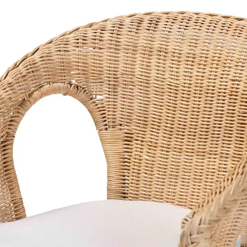 Chaise de salle à manger Bohème en rotin naturel avec coussin amovible