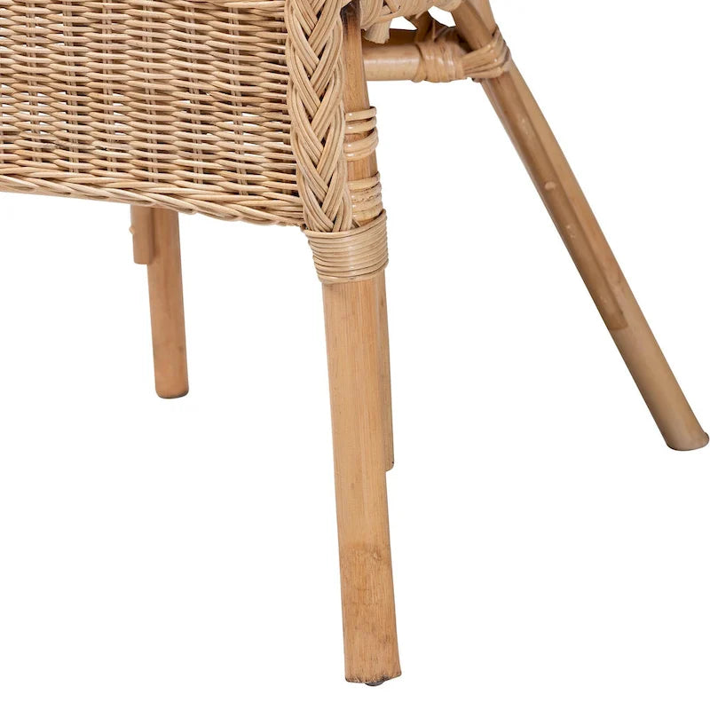 Chaise de salle à manger Bohème en rotin naturel avec coussin amovible