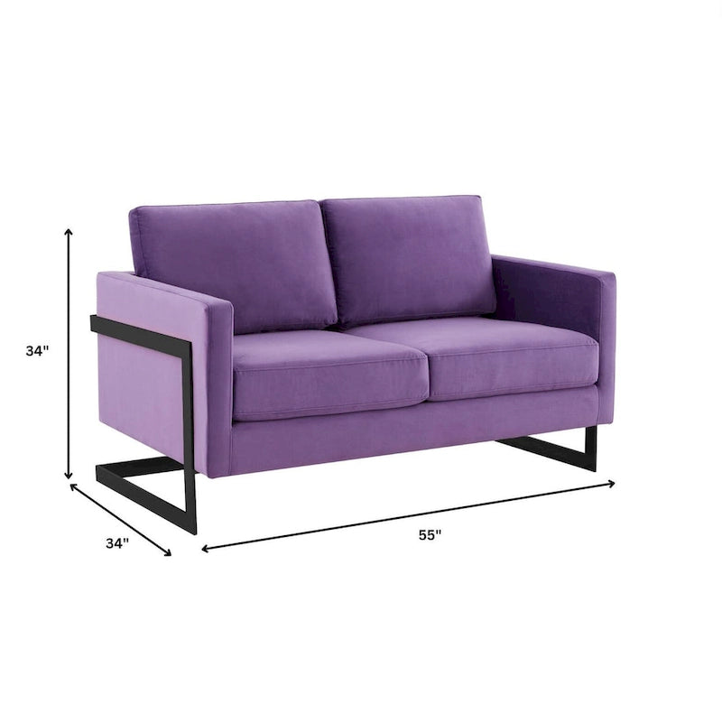 Causeuse en velours avec cadre en acier inoxydable