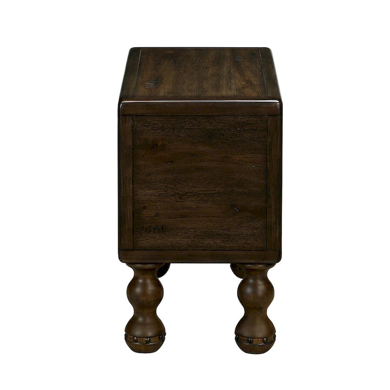 Table d'appoint rustique en bois massif avec tiroir de rangement
