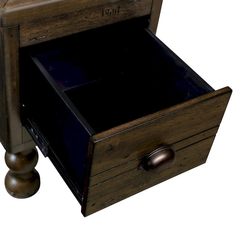 Table d'appoint rustique en bois massif avec tiroir de rangement