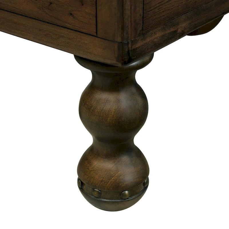 Table d'appoint rustique en bois massif avec tiroir de rangement