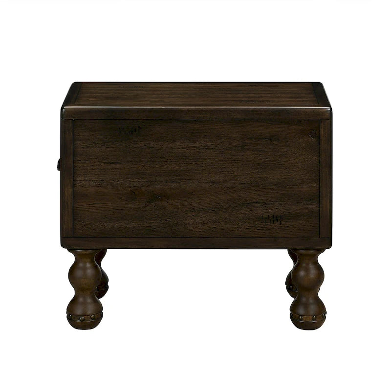 Table d'appoint rustique en bois massif avec tiroir de rangement