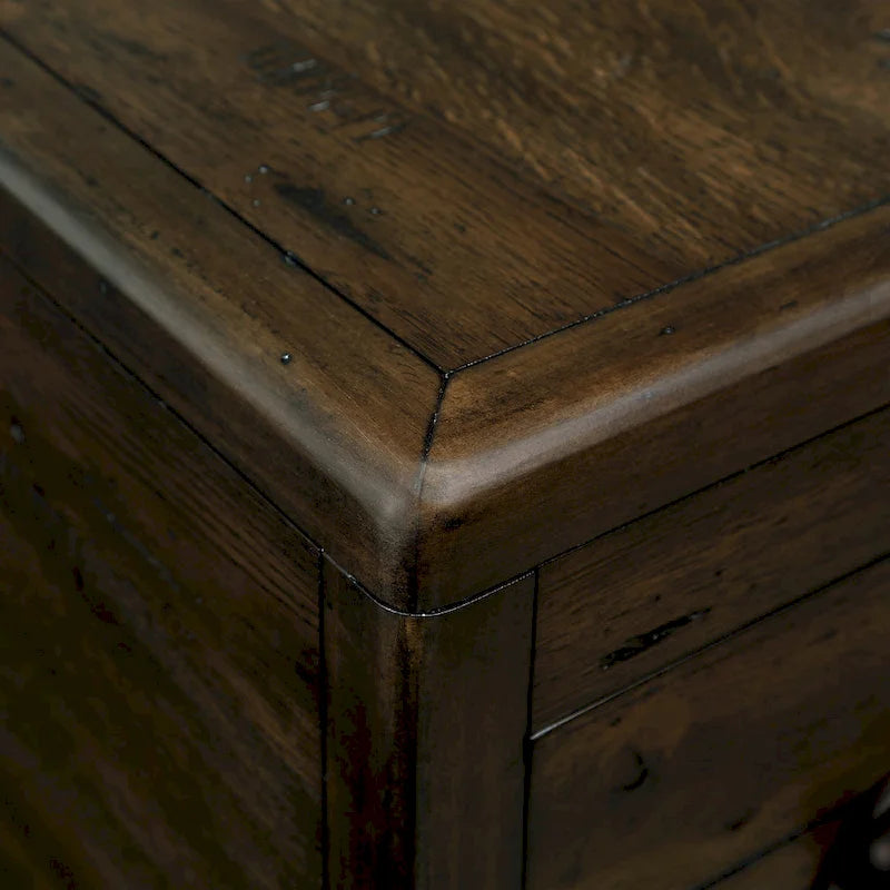 Table d'appoint rustique en bois massif avec tiroir de rangement