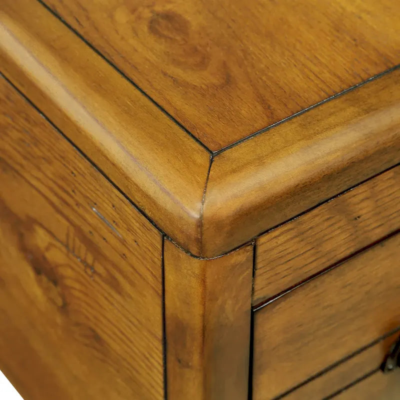 Table d'appoint rustique en bois massif avec tiroir de rangement