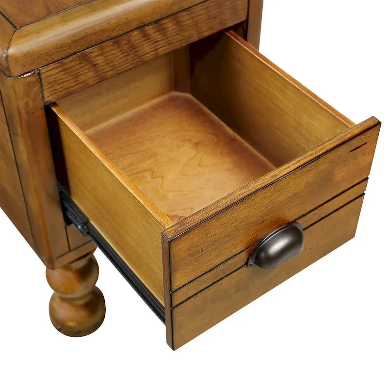 Table d'appoint rustique en bois massif avec tiroir de rangement