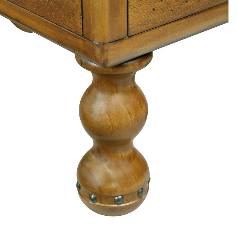 Table d'appoint rustique en bois massif avec tiroir de rangement