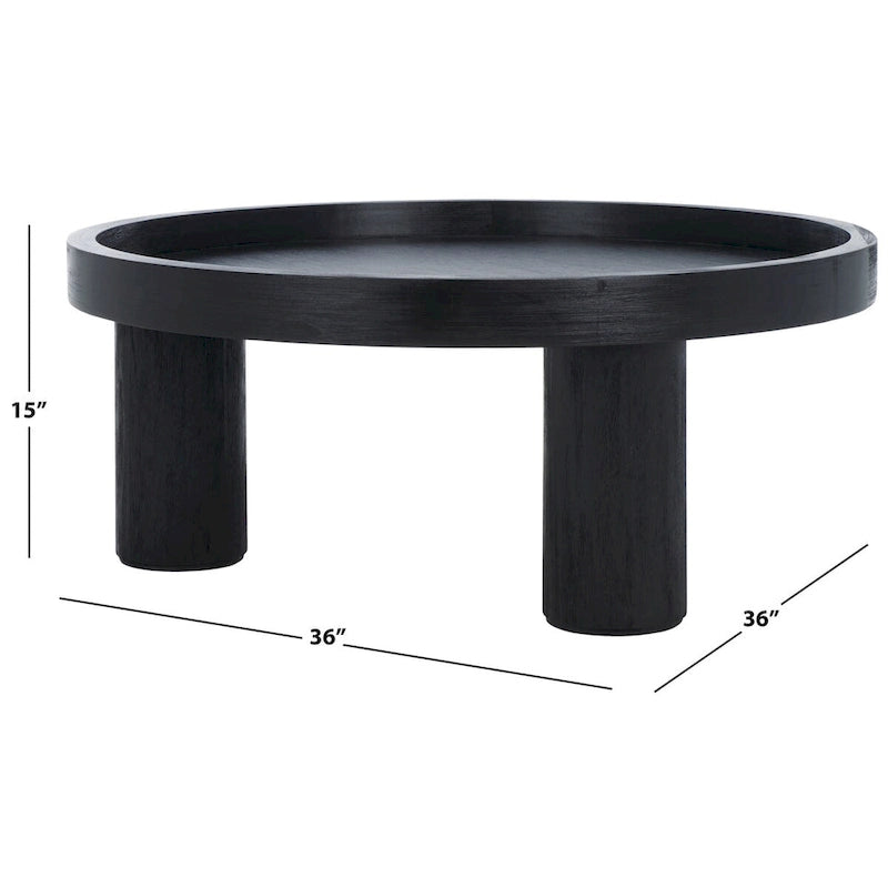 Table basse ronde avec plateau amovible et piètement à 3 pieds