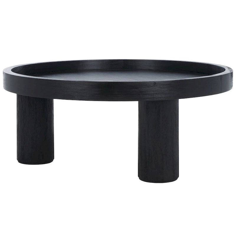 Table basse ronde avec plateau amovible et piètement à 3 pieds